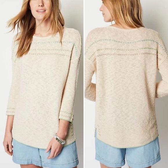 J. Jill Sweaters - J. Jill Light & Airy Textured Boat-Neck Sweater in Barley Multi Sz S NWT